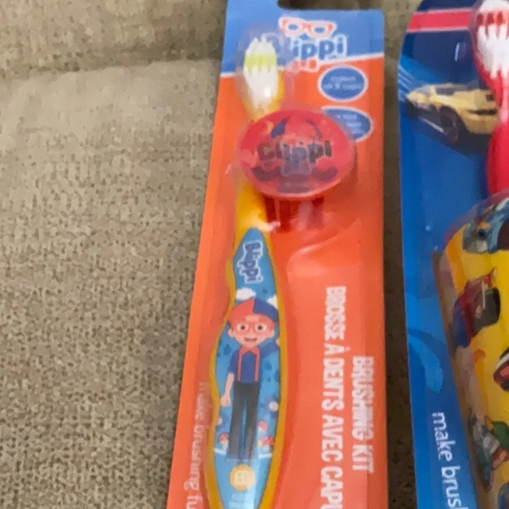 Hot Wheels brush buddies toothbrush set with cup and Blippi brush set - boys